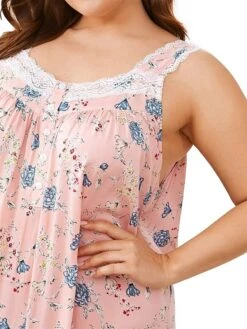 Women's Plus Size Loungewear Dress Flower Casual Comfort Soft Home Daily Bed Polyester Breathable Straps Sleeveless Dress Spring Summer Black Pink -Deals The Sexy Bra Store lnkzjo1676281701697