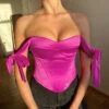 Corset Women's Corset Tops Party & Evening Club Yellow Fuchsia Cotton Comfortable Overbust Corset Backless Tummy Control Push Up Solid Color Summer Spring