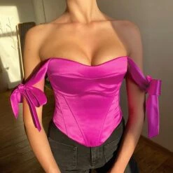 Corset Women's Corset Tops Party & Evening Club Yellow Fuchsia Cotton Comfortable Overbust Corset Backless Tummy Control Push Up Solid Color Summer Spring
