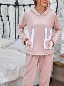 Women's Loungewear Sets 2 Pieces Patchwork Fashion Casual Comfort Street Daily Date Polyester Warm Hoodie Long Sleeve Pant Fall Winter Pink -Deals The Sexy Bra Store lpnqqn1691046334549