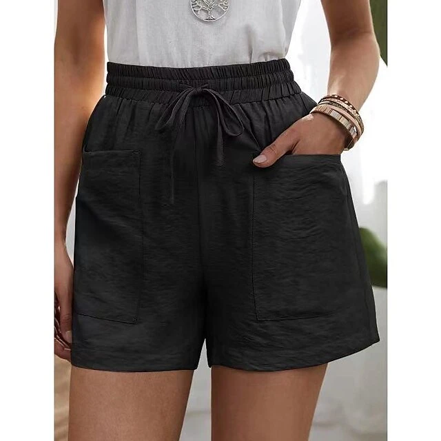 Summer Women's New Loose Linen Casual Shorts Pocket Solid Color Large Size High Waist Wide Leg Pants 6 Summer Women's New Loose Linen Casual Shorts Pocket Solid Color Large Size High Waist Wide Leg Pants - Image 6
