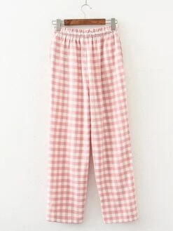 Women's Flannelette Brushed Pajamas Pants Grid / Plaid Basic Casual Comfort Home Daily Bed Cotton Breathable Pant Autunm Winter Light Pink Pink -Deals The Sexy Bra Store lubppw1688634072448