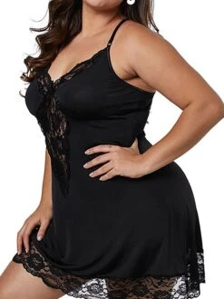 Women's Plus Size Pajamas Nightgown Nightshirt Dress Pure Color Simple Casual Soft Home Daily Bed Polyester Breathable V Wire Sleeveless Fall Winter Black -Deals The Sexy Bra Store luiqzs1695108542367