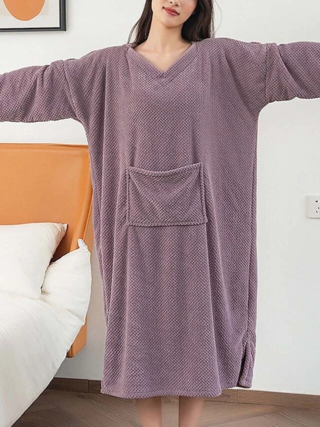 Women's Waffle Knit Wearable Blanket Pajamas Loungewear Solid Fashion Simple Casual Home Daily BedWarm Pullover Long Sleeve Fall Winter Light Pink White 1 Women's Waffle Knit Wearable Blanket Pajamas Loungewear Solid Fashion Simple Casual Home Daily BedWarm Pullover Long Sleeve Fall Winter Light Pink White