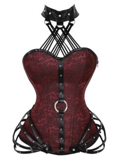 Women's Plus Size Corsets Halloween Waist Trainer Body Shaper Flower Sport Casual Punk & Gothic Daily Going Out Polyester Breathable Halter Neck Sleeveless Summer Spring Black Red