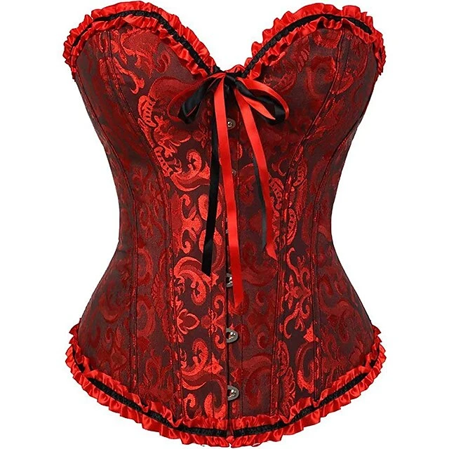 Corset Women's Plus Size Corsets Corsets Country Sexy Lady Sweetheart Tummy Control Push Up Jacquard Jacquard Abstract Flower Hook & Eye Lace Up Nylon Polyester / Cotton Christmas Wedding Special 18 Corset Women's Plus Size Corsets Corsets Country Sexy Lady Sweetheart Tummy Control Push Up Jacquard Jacquard Abstract Flower Hook & Eye Lace Up Nylon Polyester / Cotton Christmas Wedding Special - Image 18