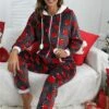 Women's Christmas Pjs Onesies Pajama For Adult Jumpsuits 1 PCS Penguin Animal Plush Simple Comfort Home Christmas Daily Flannel Warm Gift Hoodie Long Sleeve Print Fall Winter Gray Pink