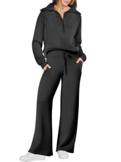 Women's Loungewear Sets Pure Color Fashion Sport Casual Home Street Daily Polyester Breathable Lapel Long Sleeve Hoodie Pant Pocket Fall Winter Black Fuchsia -Deals The Sexy Bra Store mbkppm1694742404423