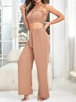 Women's Loungewear Sets 3 Pieces Pure Color Fashion Comfort Soft Home Daily Bed Polyester Breathable Lapel Long Sleeve Shirt Pant Button Pocket Fall Winter Lotus Pink -Deals The Sexy Bra Store mchhqt1696232030617