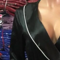 Women's Pajamas Onesies Jumpsuits Nighty 1 PCS Stripes Pure Color Comfort Sweet Party Home Bed Satin Gift Plunging Neck Long Sleeve Basic Fall Spring Pink Navy Blue / Silk -Deals The Sexy Bra Store mdaxwc1632992596091