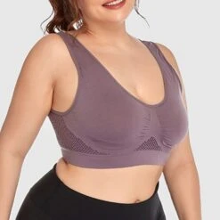Curve Plus Size Backless Hole Solid Color Casual U Neck Fall Winter Wireless Bras Full Coverage Bra Watermelon Red Bean Paste Purple Black Big Size L XL 2XL 3XL 4XL -Deals The Sexy Bra Store mdfnjj1660284065541