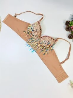 Women's Rhinestone Corset Bustier Feather Undergarments Home Daily Bed Polyester Breathable Straps Sleeveless Backless Summer Spring Black White -Deals The Sexy Bra Store mgfvhb1696315702289