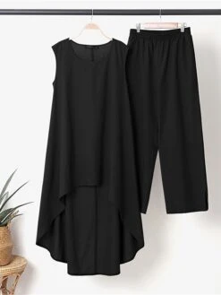 Women's Loungewear Sets Pure Color Casual Comfort Oversized Home Daily Vacation Polyester Breathable Crew Neck Sleeveless Pant Summer Spring Black Army Green 14 Women's Loungewear Sets Pure Color Casual Comfort Oversized Home Daily Vacation Polyester Breathable Crew Neck Sleeveless Pant Summer Spring Black Army Green -Deals The Sexy Bra Store mhppxt1680599040198