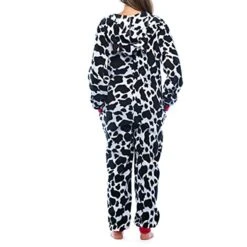 Women's Christmas Onesie Pajama Leopard Stripe Plush Casual Comfort Home Xmas Daily Bed Flannel Warm Hoodie Long Sleeve Pocket Fall Winter Black White -Deals The Sexy Bra Store mhunwp1695281890184