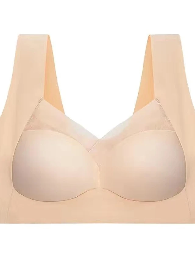 Women's Wireless Bras Fixed Straps Full Coverage V Neck Breathable Pure Color Pull-On Closure Casual Daily Nylon 1PC Black Pink / Bras & Bralettes / 1 PC 4 Women's Wireless Bras Fixed Straps Full Coverage V Neck Breathable Pure Color Pull-On Closure Casual Daily Nylon 1PC Black Pink / Bras & Bralettes / 1 PC - Image 4