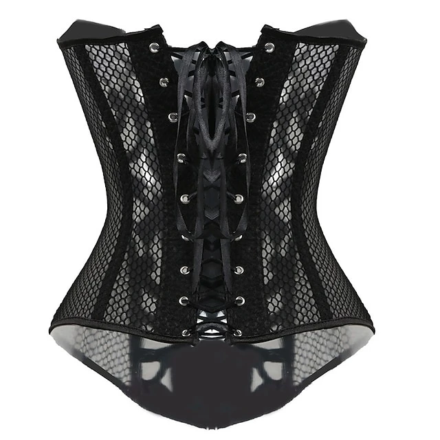 Corset Women's Corsets Christmas Halloween Wedding Party Birthday Party Plus Size Black White Overbust Corset Hook & Eye Lace Up Classic Tummy Control Push Up Plaid / Check Embroidery Abstract Summer 2 Corset Women's Corsets Christmas Halloween Wedding Party Birthday Party Plus Size Black White Overbust Corset Hook & Eye Lace Up Classic Tummy Control Push Up Plaid / Check Embroidery Abstract Summer - Image 2