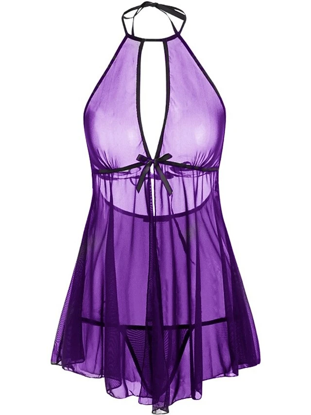 Women's Sexy Lingerie Chemises & Negligees Sets Pure Color Lovers Hot Comfort Home Daily Valentine's Day Polyester Breathable Straps Sleeveless Backless Summer Spring Black Red 7 Women's Sexy Lingerie Chemises & Negligees Sets Pure Color Lovers Hot Comfort Home Daily Valentine's Day Polyester Breathable Straps Sleeveless Backless Summer Spring Black Red - Image 7