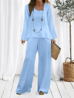 Women's Loungewear Sets Pure Color Fashion Comfort Soft Home Daily Bed Polyester Breathable Crew Neck Long Sleeve Pullover Pant Fall Winter Black White -Deals The Sexy Bra Store miysnl1694164342847