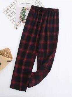 Women's Christmas Lounge Pants Grid / Plaid Simple Casual Xmas Comfort Cotton Breathable Pant Pocket Elastic Waist Fall Winter Pink Plaid Black And White Plaid -Deals The Sexy Bra Store mktnyt1695281848633