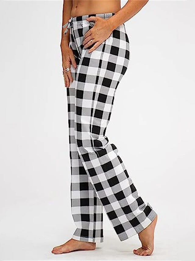 Women's Pajama Pants Christmas Grid / Plaid Simple Casual Soft Home Polyester Warm Breathable Pant Elastic Waist Fall Winter White Pink 12 Women's Pajama Pants Christmas Grid / Plaid Simple Casual Soft Home Polyester Warm Breathable Pant Elastic Waist Fall Winter White Pink - Image 12