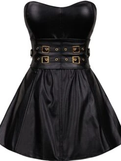 Corset Women's Control Slips Prom Party & Evening Club Silver Gold Faux Leather Gothic Corset Dresses Zipper Backless Tummy Control Pure Color Fall Winter