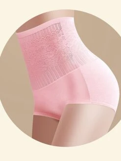 Women's Panties Waist Trainer Pure Color Undergarments Comfort Home Daily Bed Polyester Breathable Elastic Waist Summer Spring Lotus Pink Black -Deals The Sexy Bra Store mneqdi1697074763975