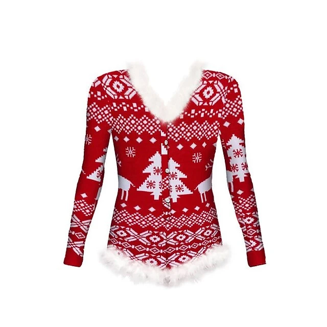 Women's Onesie Christmas Xmas Geometic Snowflake Fashion Plush Comfort Polyester Breathable V Wire Long Sleeve Backless Feather Fall Winter Pink Wine 10 Women's Onesie Christmas Xmas Geometic Snowflake Fashion Plush Comfort Polyester Breathable V Wire Long Sleeve Backless Feather Fall Winter Pink Wine - Image 10