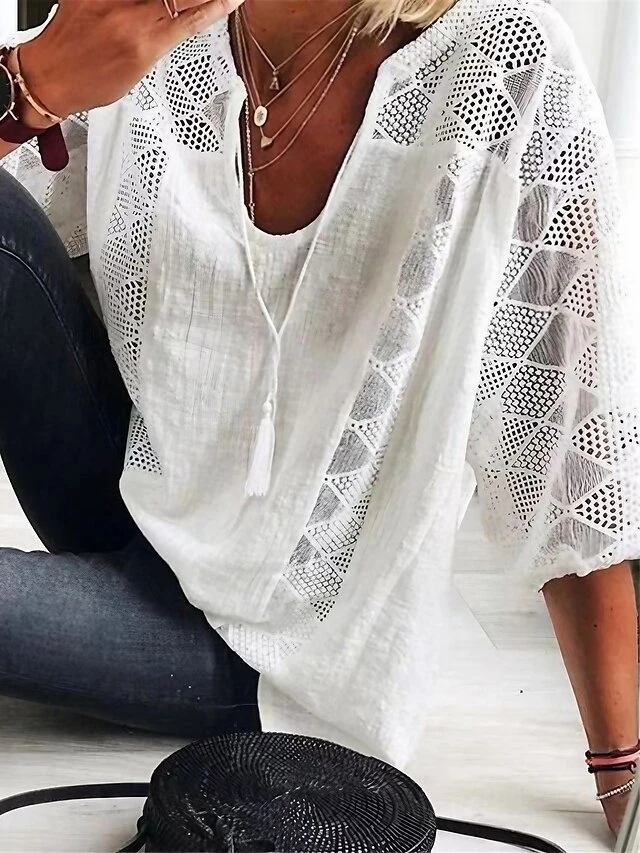 Women's Loungewear Top Pure Color Fashion Casual Comfort Street Date Airport Polyester Breathable V Wire Half Sleeve Button Summer Spring Black White 1 Women's Loungewear Top Pure Color Fashion Casual Comfort Street Date Airport Polyester Breathable V Wire Half Sleeve Button Summer Spring Black White