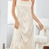 Women's Pajamas Nightgown Dress Pure Color Simple Casual Soft Home Daily Bed Satin Breathable Straps Sleeveless Backless Summer Spring Champagne