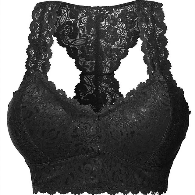 Women's Wireless Bras Fixed Straps Full Coverage V Neck Breathable Lace Pure Color Pull-On Closure Date Casual Daily Nylon Sexy 1PC Black / Bras & Bralettes / 1 PC 1 Women's Wireless Bras Fixed Straps Full Coverage V Neck Breathable Lace Pure Color Pull-On Closure Date Casual Daily Nylon Sexy 1PC Black / Bras & Bralettes / 1 PC