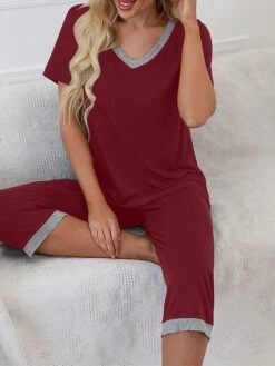 Women's Pajamas Pajama Top And Pant Sets Pure Color Casual Comfort Soft Home Daily Bed Cotton Blend Breathable V Wire Short Sleeve T Shirt Tee Elastic Waist Summer Spring White Yellow 37 Women's Pajamas Pajama Top And Pant Sets Pure Color Casual Comfort Soft Home Daily Bed Cotton Blend Breathable V Wire Short Sleeve T Shirt Tee Elastic Waist Summer Spring White Yellow -Deals The Sexy Bra Store mqktme1688454193703