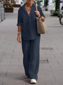 Women's Loungewear Sets Pure Color Basic Casual Comfort Home Street Daily Cotton Breathable Lapel Long Sleeve Shirt Pant Button Summer Spring Pink Blue 14 Women's Loungewear Sets Pure Color Basic Casual Comfort Home Street Daily Cotton Breathable Lapel Long Sleeve Shirt Pant Button Summer Spring Pink Blue -Deals The Sexy Bra Store mqztmo1681109564784