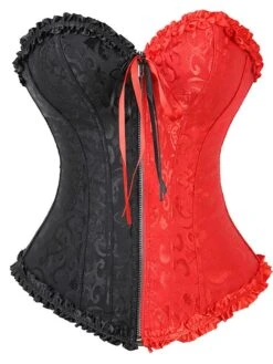 Women's Shapewear Waist Trainer Body Shaper Patchwork Flower Fashion Retro Hot Party Halloween Masquerade Polyester Breathable Bandeau Sleeveless Adjustable Summer Spring Black Fight Red Black -Deals The Sexy Bra Store mstyun1693206697505