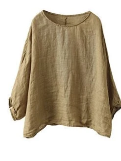 Women's Plus Size Loungewear Top Pure Color Simple Casual Comfort Home Daily Vacation Linen Breathable Crew Neck Long Sleeve Shirt Summer Spring Black Purple -Deals The Sexy Bra Store mtyarv1681275706417