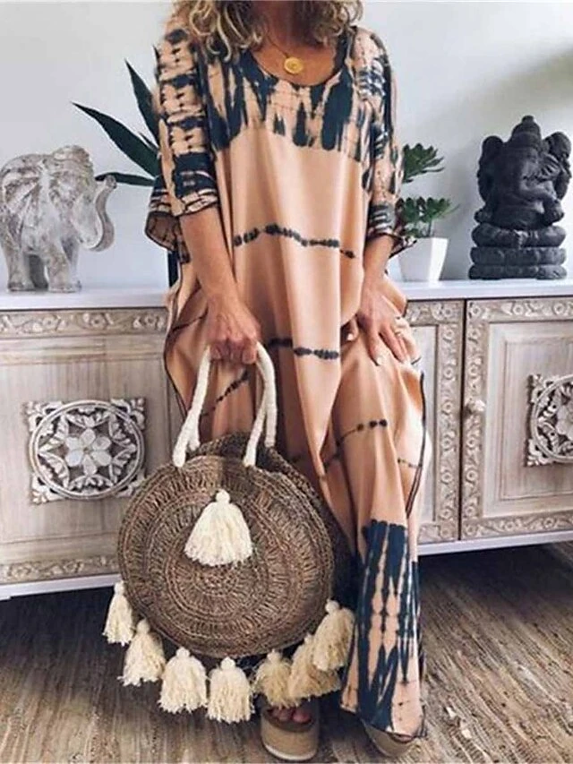 Women's Loungewear Dress Tie Dye Simple Casual Comfort Home Daily Bed Polyester Breathable Crew Neck Half Sleeve Dress Summer Spring White Pink 7 Women's Loungewear Dress Tie Dye Simple Casual Comfort Home Daily Bed Polyester Breathable Crew Neck Half Sleeve Dress Summer Spring White Pink - Image 7