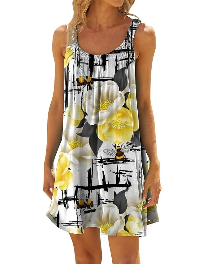 Women's Plus Size Loungewear Nightgown Nightshirt Dress Flower Leaves Casual Comfort Sweet Home Daily Going Out Polyester Breathable Straps Sleeveless Summer Spring Black White 4 Women's Plus Size Loungewear Nightgown Nightshirt Dress Flower Leaves Casual Comfort Sweet Home Daily Going Out Polyester Breathable Straps Sleeveless Summer Spring Black White - Image 4