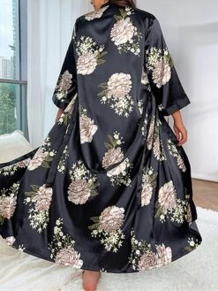 Women's Plus Size Pajamas Bathrobe Heart Flower Simple Casual Comfort Home Bed Wedding Party Polyester Breathable V Wire Long Sleeve Summer Spring Pink Love Safflower -Deals The Sexy Bra Store muuliq1694164349197