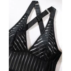 Women's Sexy Bodies Bodysuits Stripe Lovers Hot See Through Date Valentine's Day Polyester Breathable Sleeveless Backless Summer Spring Black 17 Women's Sexy Bodies Bodysuits Stripe Lovers Hot See Through Date Valentine's Day Polyester Breathable Sleeveless Backless Summer Spring Black -Deals The Sexy Bra Store mxomvp1692602357112