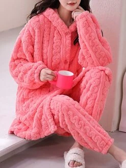 Women's Pajamas Sets Pure Color Warm Fashion Plush Home Daily Bed Coral Fleece Coral Velvet Warm Breathable Hoodie Long Sleeve Cardigan Pant Button Pocket Fall Winter Yellow Pink 19 Women's Pajamas Sets Pure Color Warm Fashion Plush Home Daily Bed Coral Fleece Coral Velvet Warm Breathable Hoodie Long Sleeve Cardigan Pant Button Pocket Fall Winter Yellow Pink -Deals The Sexy Bra Store myvhoc1694164405014