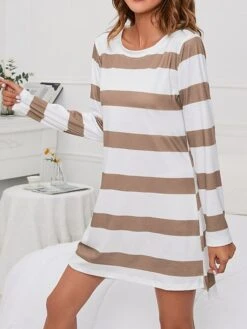 Women's Loungewear Nightgown Nightshirt Dress Stripe Basic Casual Comfort Home Daily Vacation Cotton Breathable Crew Neck Long Sleeve Summer Spring Black Green 29 Women's Loungewear Nightgown Nightshirt Dress Stripe Basic Casual Comfort Home Daily Vacation Cotton Breathable Crew Neck Long Sleeve Summer Spring Black Green -Deals The Sexy Bra Store mzbkoh1679463205939