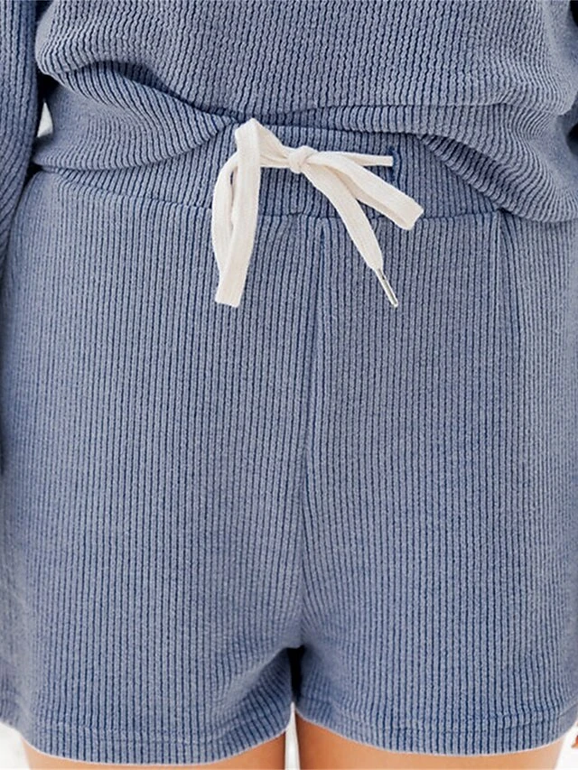 Women's Loungewear Sets Pure Color Sport Casual Comfort Home Street Daily Polyester Breathable Crew Neck Long Sleeve Hoodie Shorts Pocket Spring Fall Black Pink 5 Women's Loungewear Sets Pure Color Sport Casual Comfort Home Street Daily Polyester Breathable Crew Neck Long Sleeve Hoodie Shorts Pocket Spring Fall Black Pink - Image 5