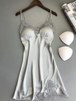 Women's Pajamas Nightgown Dress Pure Color Simple Casual Soft Home Daily Bed Satin Breathable Straps Sleeveless Backless Summer Spring Silver Black 9 Women's Pajamas Nightgown Dress Pure Color Simple Casual Soft Home Daily Bed Satin Breathable Straps Sleeveless Backless Summer Spring Silver Black -Deals The Sexy Bra Store nbenvc1677484746544