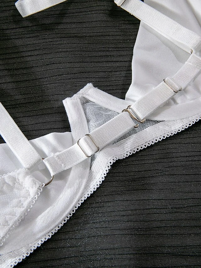 Women's Sexy Lingerie Sets 3 Pieces Pure Color Lovers Hot Undergarments Home Bed Valentine's Day Polyester Breathable Straps Sleeveless Backless Summer Spring Black White 18 Women's Sexy Lingerie Sets 3 Pieces Pure Color Lovers Hot Undergarments Home Bed Valentine's Day Polyester Breathable Straps Sleeveless Backless Summer Spring Black White - Image 18