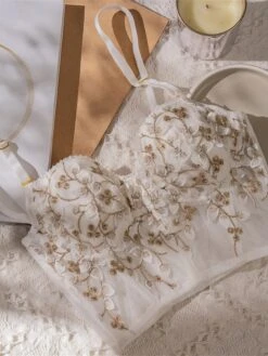 Women's Corstes Top Flower Undergarments Home Bed Date Polyester Breathable Straps Sleeveless Backless Embroidery Summer Spring Black White -Deals The Sexy Bra Store ndxkur1697161986036