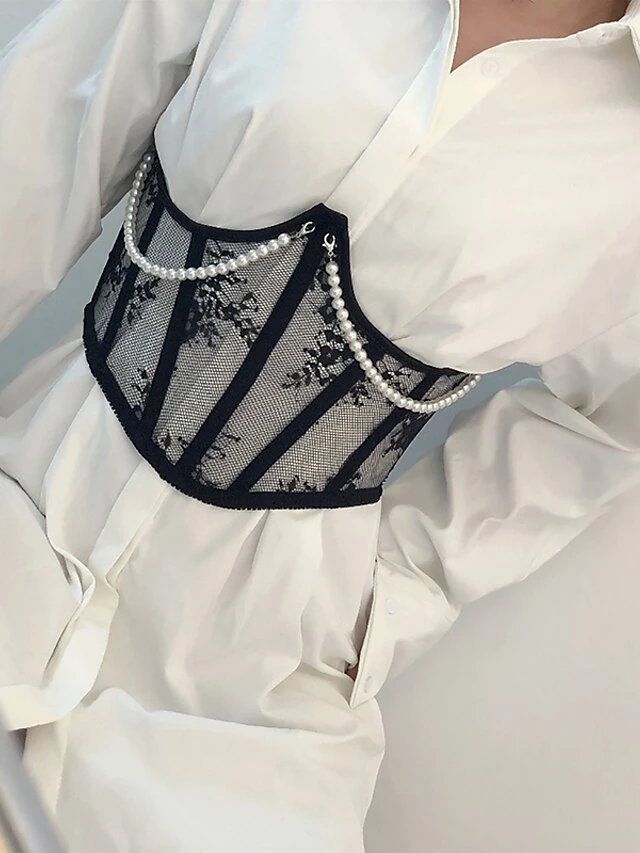 Corset Women's Corset Tops Sexy Underbust Corset Retro Embroidery Lace Lace Flower Buckle Lace Up Polyester Prom Birthday Party Party & Evening Spring & Summer Fall & Winter All Seasons White Black 7 Corset Women's Corset Tops Sexy Underbust Corset Retro Embroidery Lace Lace Flower Buckle Lace Up Polyester Prom Birthday Party Party & Evening Spring & Summer Fall & Winter All Seasons White Black - Image 7