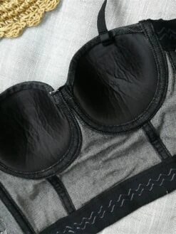 Women's Denim Corset Top Bustier Solid Fashion Bar Vacation Breathable Straps Sleeveless Backless Summer Spring Black Blue 30 Women's Denim Corset Top Bustier Solid Fashion Bar Vacation Breathable Straps Sleeveless Backless Summer Spring Black Blue -Deals The Sexy Bra Store nikyfq1696315692696
