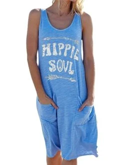 Women's Loungewear Nightshirt Dress Letter Fashion Casual Street Date Airport Cotton Spandex Jersey Breathable Crew Neck Sleeveless Pocket Summer Spring Black White -Deals The Sexy Bra Store nkkmru1679966379236