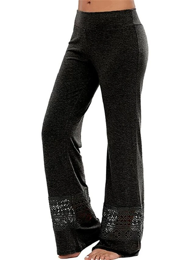 Women's Plus Size Loungewear Pants Pure Color Basic Casual Comfort Home Street Daily Polyester Breathable Pant Hole Summer Spring Black Light Grey 2 Women's Plus Size Loungewear Pants Pure Color Basic Casual Comfort Home Street Daily Polyester Breathable Pant Hole Summer Spring Black Light Grey - Image 2