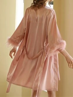Women's Pajamas Robe Bathrobe Silk Robe Pure Color Fashion Comfort Soft Home Bed Wedding Party Xmas Satin Breathable V Wire Feather Fall Winter White Champagne 10 Women's Pajamas Robe Bathrobe Silk Robe Pure Color Fashion Comfort Soft Home Bed Wedding Party Xmas Satin Breathable V Wire Feather Fall Winter White Champagne -Deals The Sexy Bra Store nlqoxg1694742419036