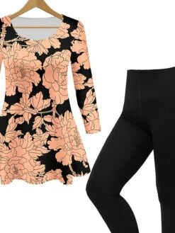 Women's Sets 2 Pieces Flower Casual Comfort Home Daily Polyester Breathable Crew Neck Long Sleeve Pullover Pant Summer Spring Black Dark Blue -Deals The Sexy Bra Store nnhfie1693208690408